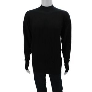 Barneys New York Mens Pullover Black Merino Mock Neck Long Sleeve Size XL